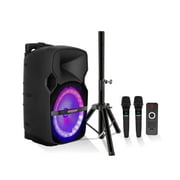 5 Core Party Speaker w Microphone 400W Big Rechargeable Bluetooth Loud PA DJ Karaoke System w Stand
