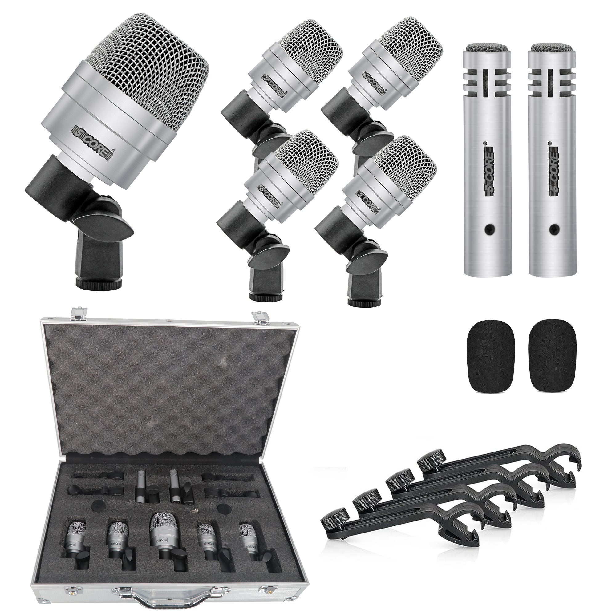 5 Core Drum Microphone Kit 7 Piece Wired Full Metal Dynamic Wired drums