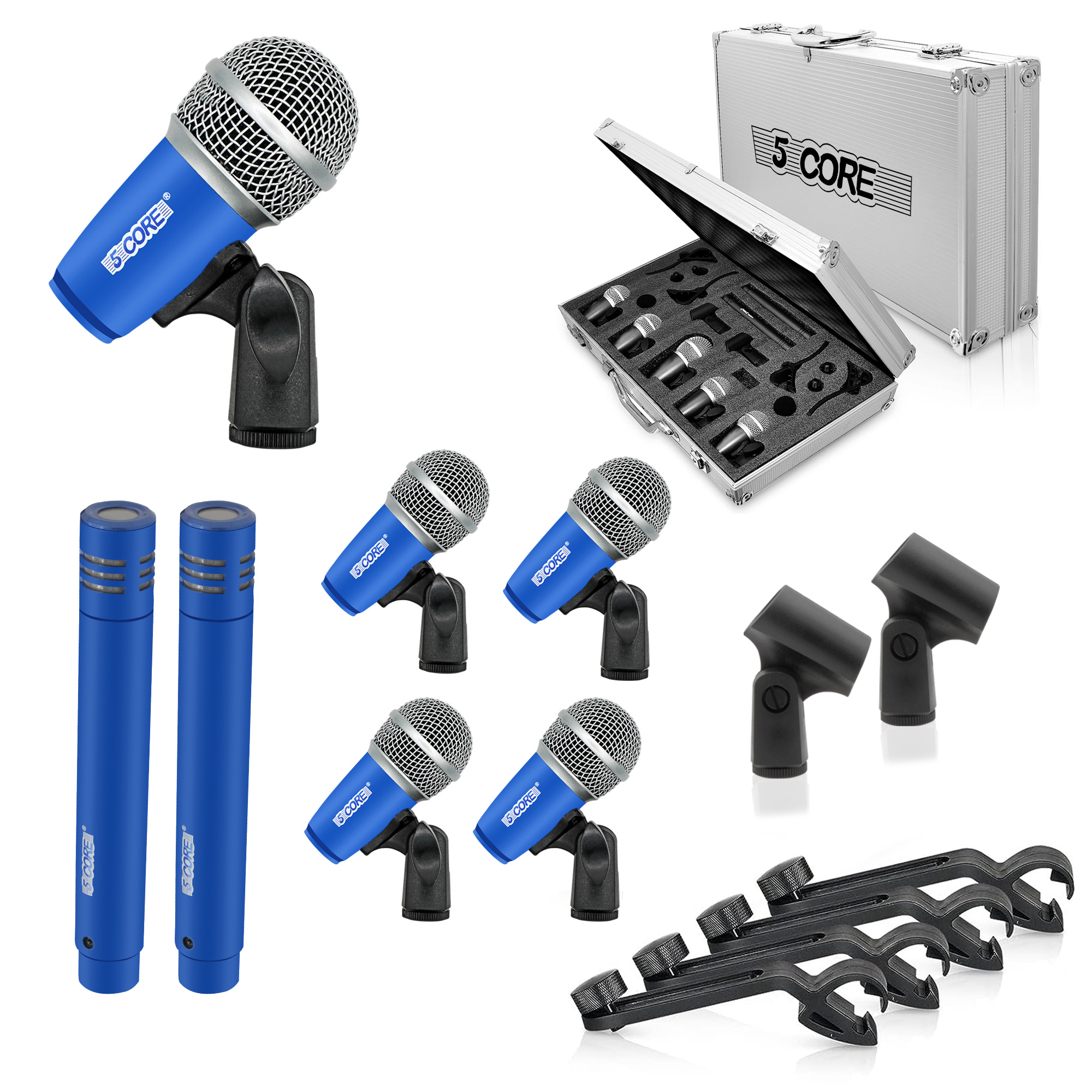 5 Core Drum Microphone Kit 7 Piece Wired Full Metal Dynamic Wired drums