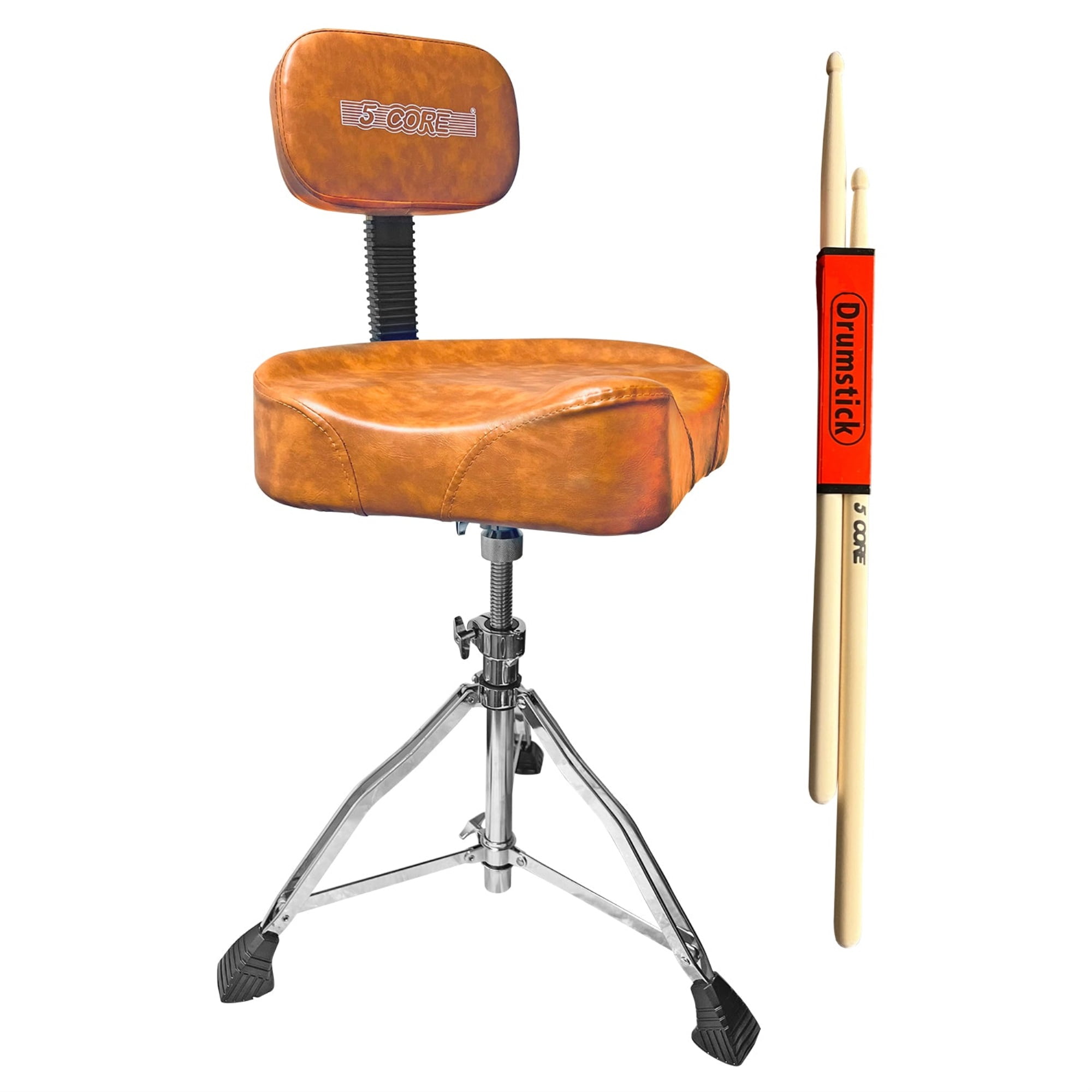 5 Core Drum Throne with Back Support Brown Premium Height Adjustable
