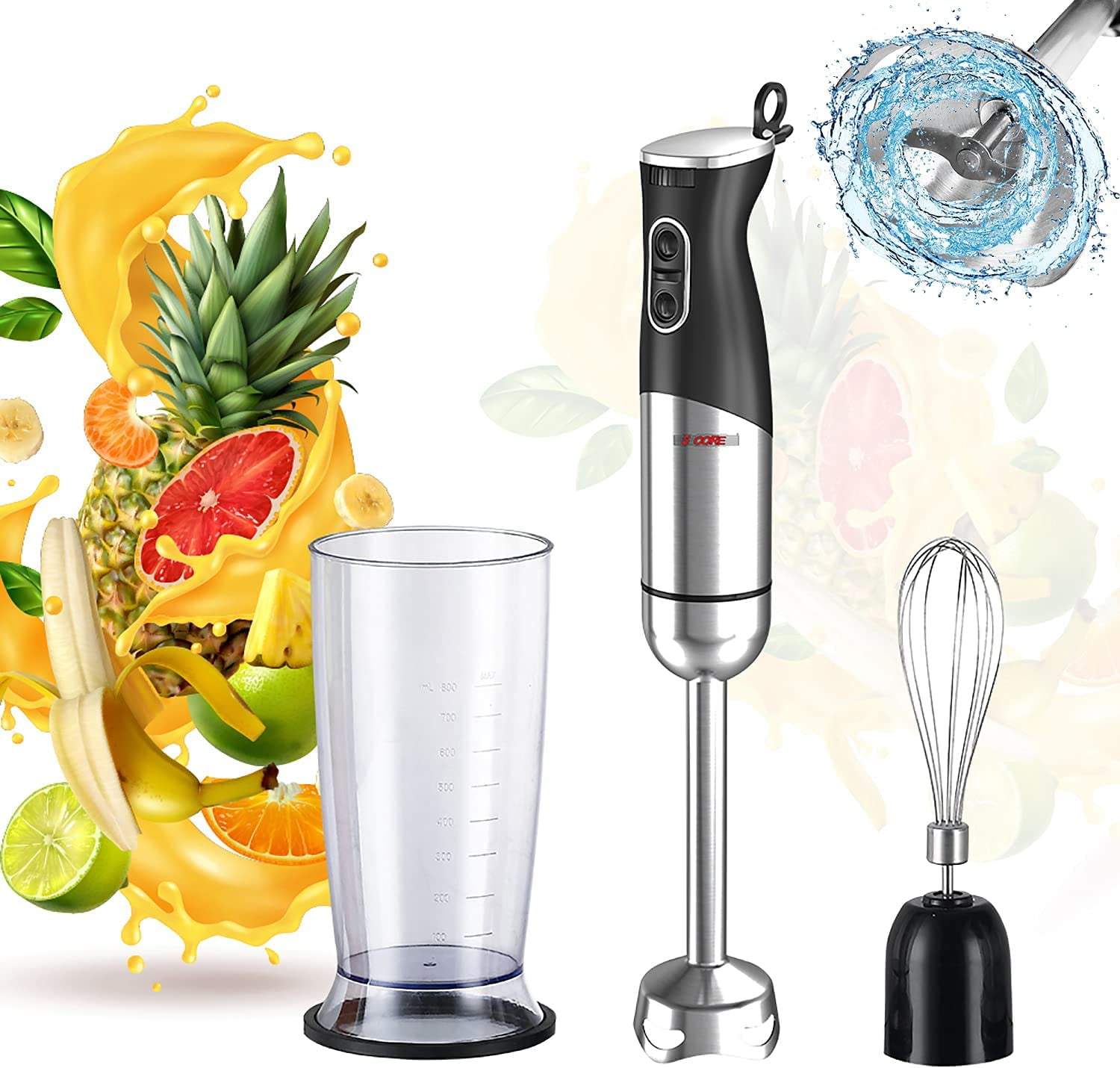 5 Core Immersion Blender Handheld 400W Copper Motor w 800ml Mixing