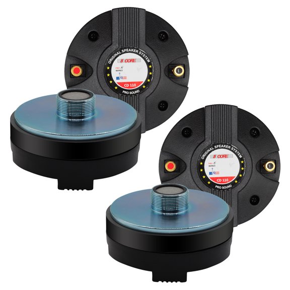 5 Core Compression Driver 2Pc 1″ PA Horn Tweeter Pro Audio 1600W 1.75″ Voice Coil 20Oz Magnet 8Ohm