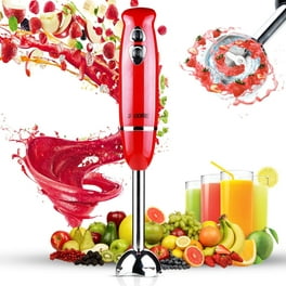 Ovente Electric Immersion Hand Blender Stainless Steel Blades Red HS560R  814667022479