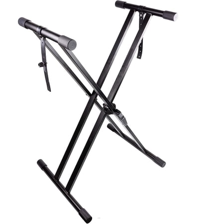 •5 Core Keyboard Stand with Gear Double Braced X-Style, Adjustable, and Premium Pre-Assembled Digital Piano Bench (Metal) with Locking Straps KS 2X GEAR