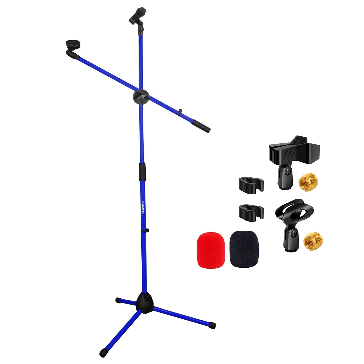 5 Core Mic Stand Floor Height Adjustable Tripod Microphone Stands w Extending Telescoping Boom Arm - MS DBL G Dark Blue