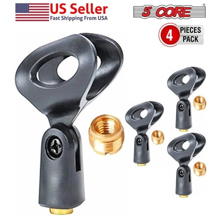 5 Core Microphone Clip Holder 4 Pieces with Screw Adapters 5/8 to 3/8 Inch - MC-03