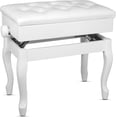 thumbnail image 1 of 5 Core Piano Bench Wooden Height Adjustable Stool Heavy Duty Keyboard Seat with Storage WHITE, 1 of 9