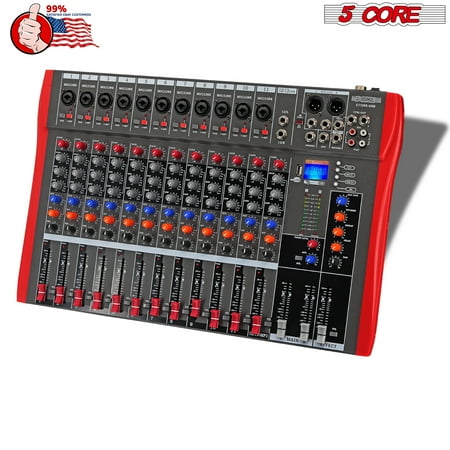 5 Core Professional 12 Channel Audio Mixer, EQ, 48V Phantom Power & PFL + AFL Button, Bluetooth Connection, USB Interface Recording for Studio/DJ Stage/Party/Podcaster- MX 12CH