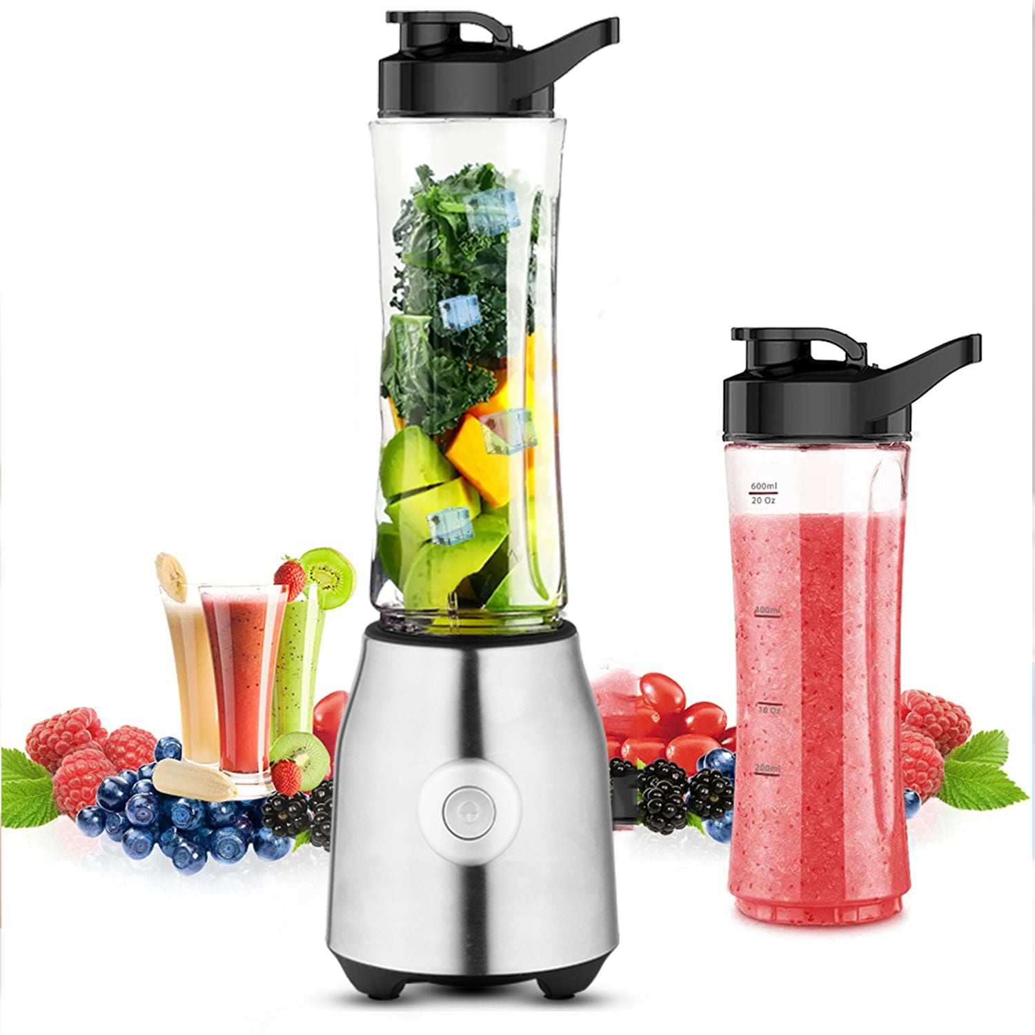 Brio Portable Blender for Shakes and Smoothies - Personal Blender for Gym &  Healthy Lifestyle, Glass Smoothie Blender - Mini Blender 450mls, Electric  Protein Shaker Bottle, Travel Blender 