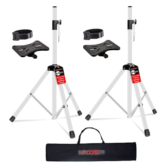 5 Core Speaker Stand Adjustable 31 to 54" PA DJ Tripod Stands Heavy Duty w 35mm Insert 132 Lbs