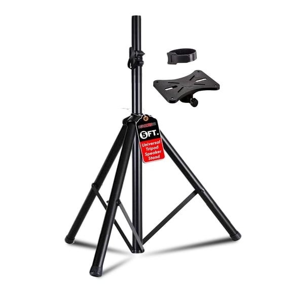 5 Core Speaker Stand Tripod Floor Adjustable Up to 48 Inch DJ Studio Monitor Stands Short Pole Mount - SS HD 1PK 4FT
