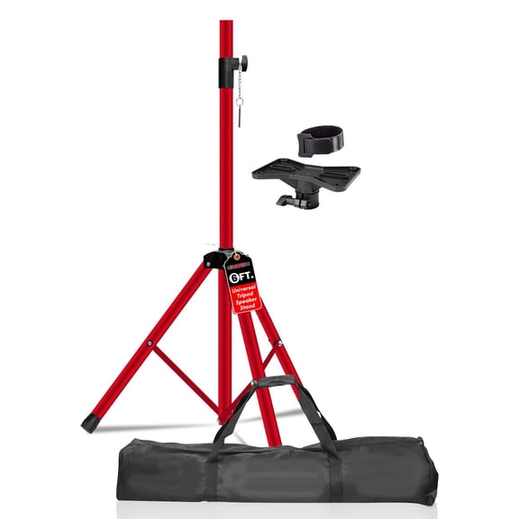 5 Core Speaker Stand Tripod Floor Heavy Duty Adjustable Up to 72 Inch DJ Studio Monitor Stands Pole Mount - SS HD RED BAG