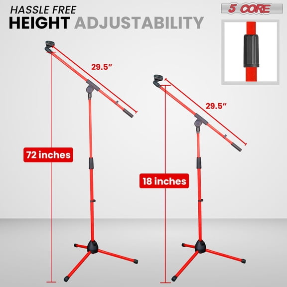5 Core Tripod Mic Stand Floor 2Pcs Adjustable 18 to 72 Inches Sturdy Boom Arm Holder Microphone Stands Pedestal Para Microfono for Singing