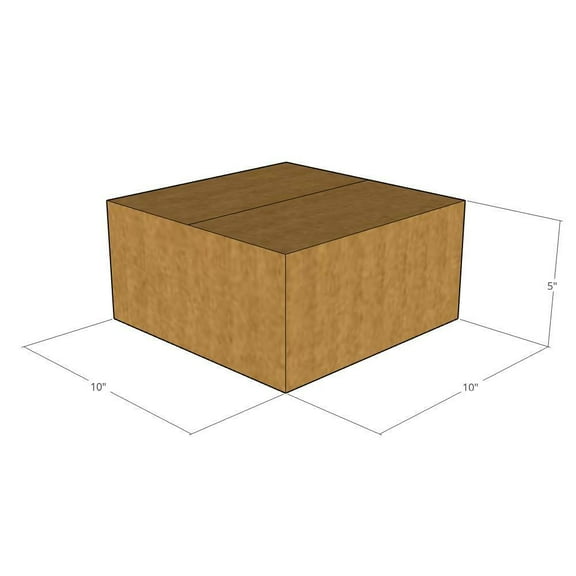 10x10x5 Kraft Brown Corrugated Shipping Boxes, 32 ECT Single-Wall, Qty 5