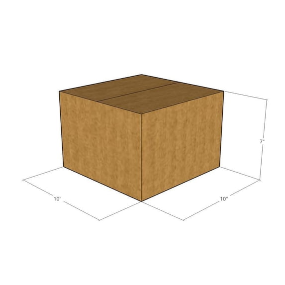 10x10x7 Kraft Brown Corrugated Shipping Boxes, 32 ECT Single-Wall, Qty 5