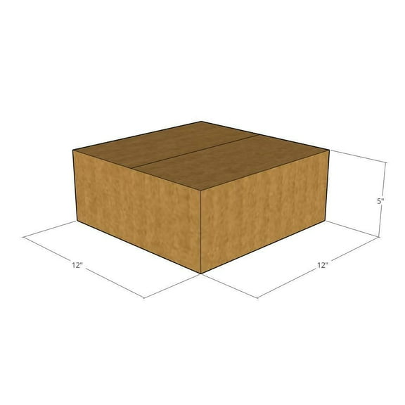 12x12x5 Kraft Brown Corrugated Shipping Boxes, 32 ECT Single-Wall, Qty 5