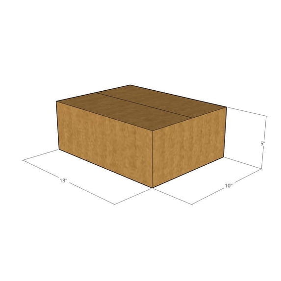 13x10x5 Kraft Brown Corrugated Shipping Boxes, 32 ECT Single-Wall, Qty 5