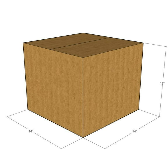 14x14x12 Kraft Brown Corrugated Shipping Boxes, 32 ECT Single-Wall, Qty 5