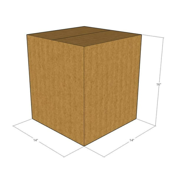 14x14x16 Kraft Brown Corrugated Shipping Boxes, 32 ECT Single-Wall, Qty 5