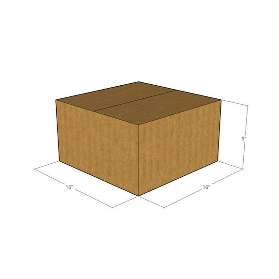 16x16x9 Kraft Brown Corrugated Shipping Boxes, 32 ECT Single-Wall, Qty 5
