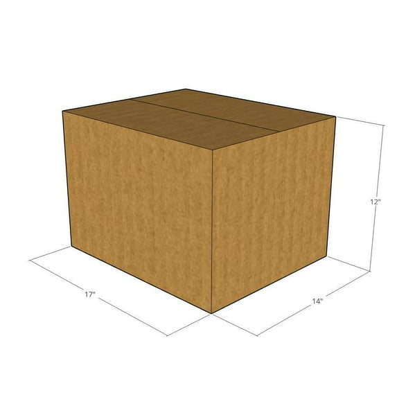17x14x12 Kraft Brown Corrugated Shipping Boxes, 32 ECT Single-Wall, Qty 5