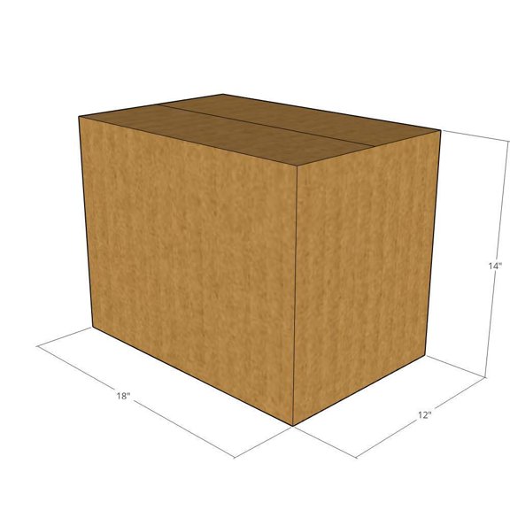 18x12x14 Kraft Brown Corrugated Shipping Boxes, 32 ECT Single-Wall, Qty 5