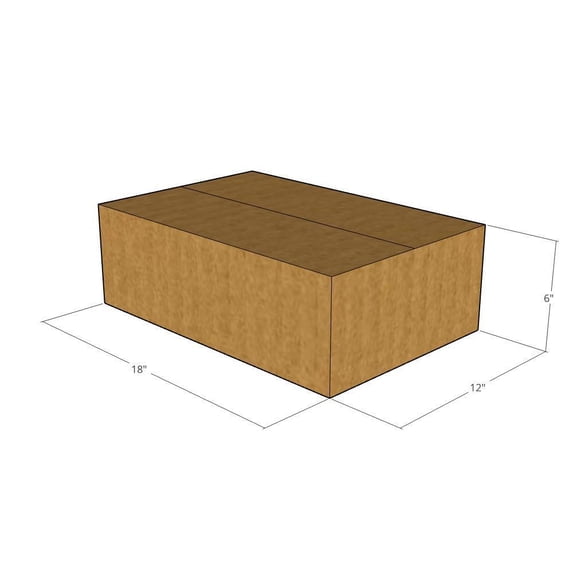 18x12x6 Kraft Brown Corrugated Shipping Boxes, 32 ECT Single-Wall, Qty 5