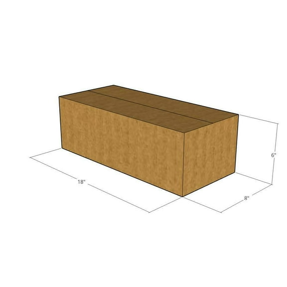 18x8x6 Kraft Brown Corrugated Shipping Boxes, 32 ECT Single-Wall, Qty 5
