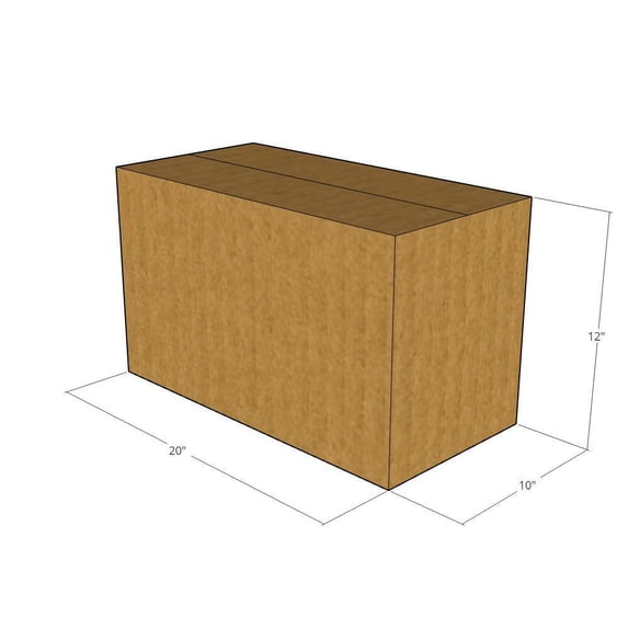 20x10x12 Kraft Brown Corrugated Shipping Boxes, 32 ECT Single-Wall, Qty 5