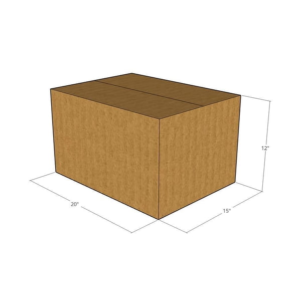 20x15x12 Kraft Brown Corrugated Shipping Boxes, 32 ECT Single-Wall, Qty 5