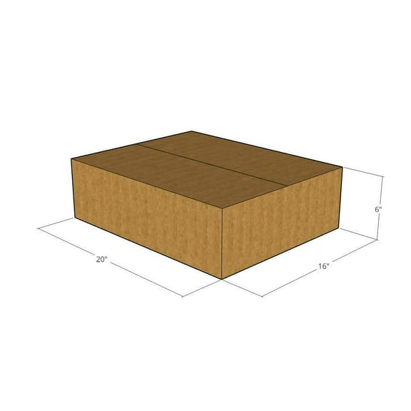 20x16x6 Kraft Brown Corrugated Shipping Boxes, 32 ECT Single-Wall, Qty 5