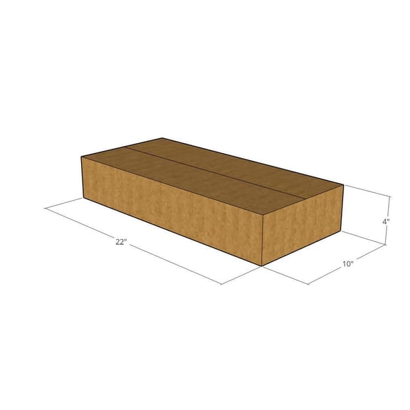 22x10x4 Kraft Brown Corrugated Shipping Boxes, 32 ECT Single-Wall, Qty 5