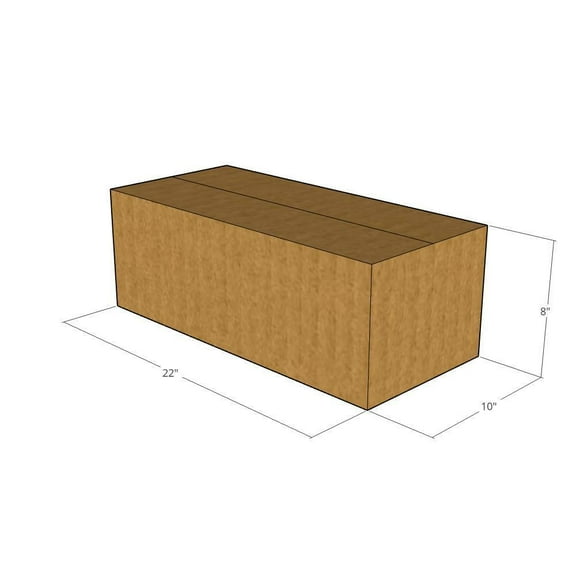 22x10x8 Kraft Brown Corrugated Shipping Boxes, 32 ECT Single-Wall, Qty 5