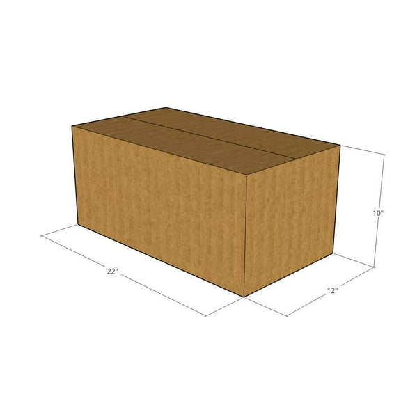 22x12x10 Kraft Brown Corrugated Shipping Boxes, 32 ECT Single-Wall, Qty 5