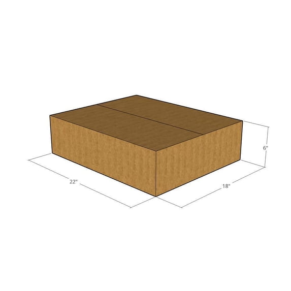 22x18x6 Kraft Brown Corrugated Shipping Boxes, 32 ECT Single-Wall, Qty 5