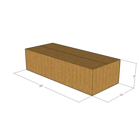 24x10x6 Kraft Brown Corrugated Shipping Boxes, 32 ECT Single-Wall, Qty 5