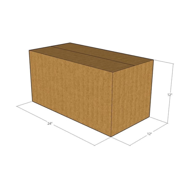 24x12x12 Kraft Brown Corrugated Shipping Boxes, 48 ECT Double-Wall, Qty 5