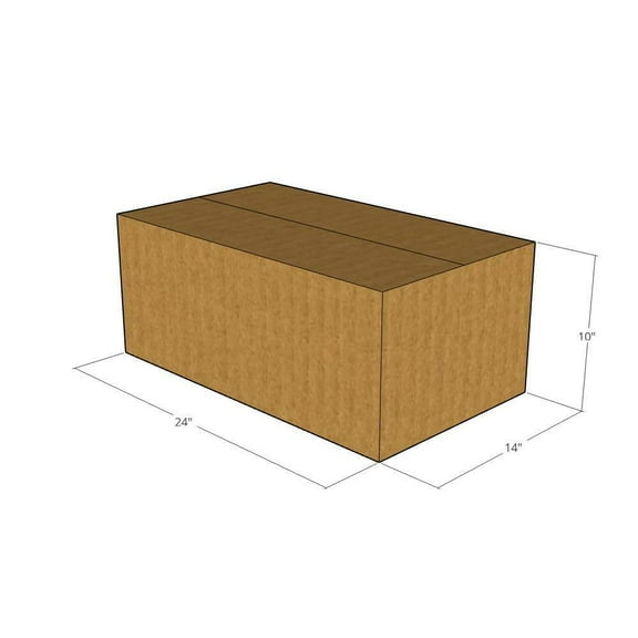 24x14x10 Kraft Brown Corrugated Shipping Boxes, 32 ECT Single-Wall, Qty 5