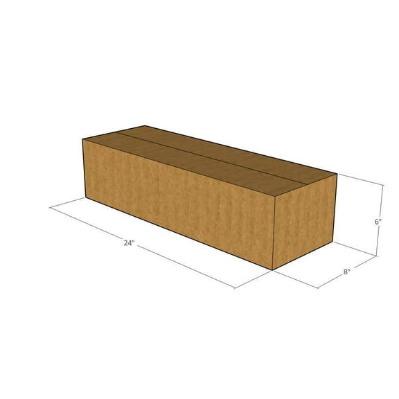 24x8x6 Kraft Brown Corrugated Shipping Boxes, 32 ECT, Qty 5