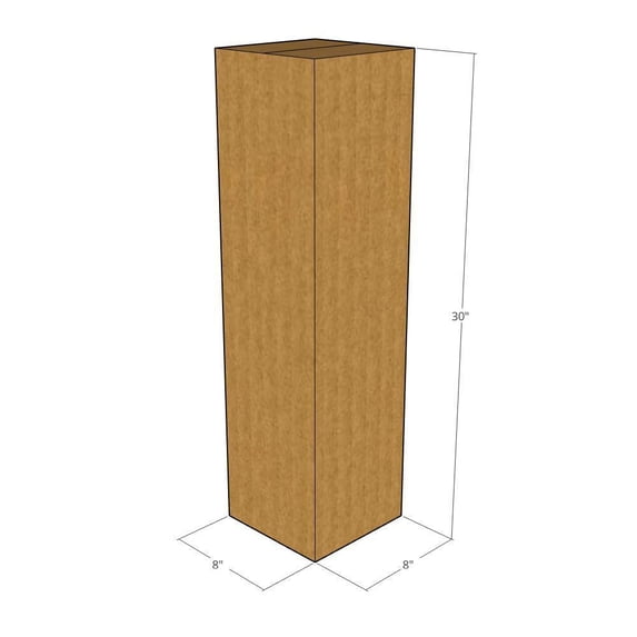 8x8x30 Kraft Brown Corrugated Shipping Boxes, 32 ECT Single-Wall, Qty 5