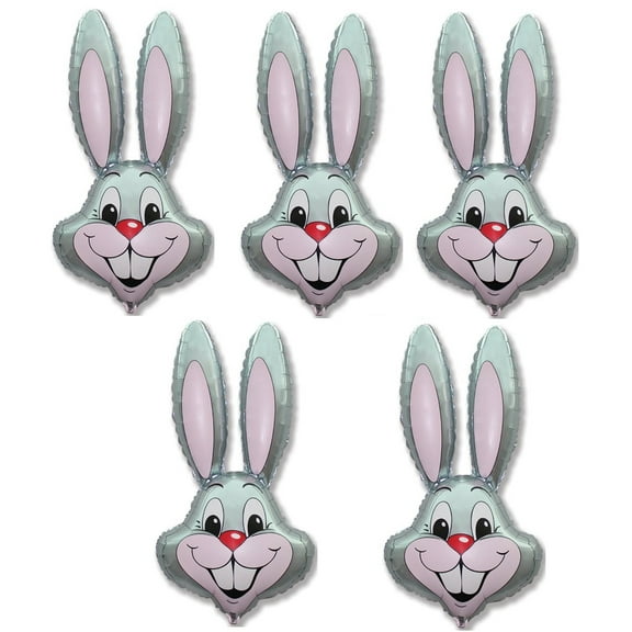 5 Count 37" GRAY GREY Rabbit Bunny Head Shaped Easter Basket Gift Stuffing Foil Mylar Balloon