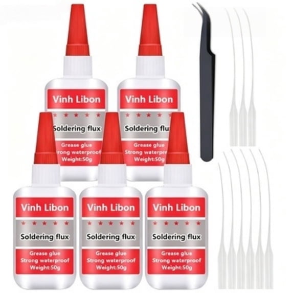5 Count 50ml High Strength Oily Welding Adhesive Glue, Universal Soldering Flux Super Bond Glue, Waterproof Multipurpose Craft Repair Glue Set