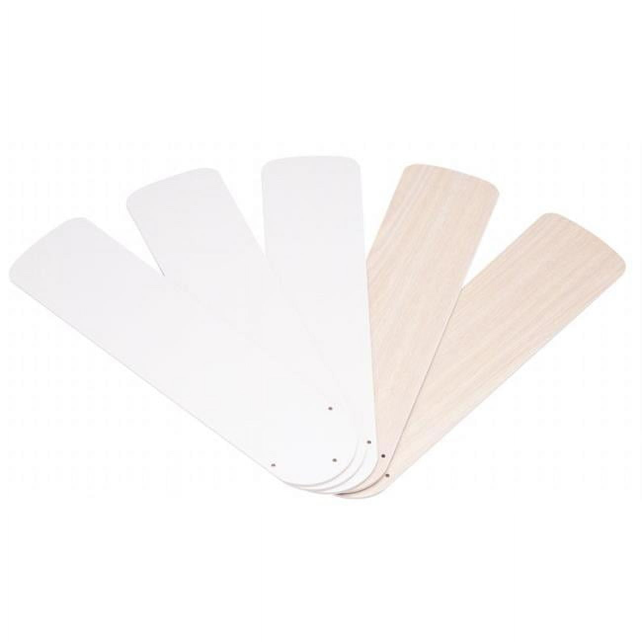 52" White and Bleached Oak Reversible Ceiling Fan Blades, 5 Count