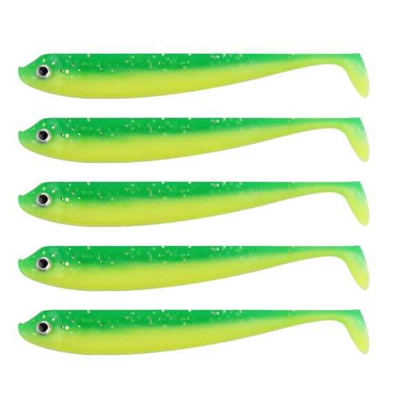 5 Count 9.5cm Sinking Soft Lures Flexible T Tail Double Color PVC Ideal for Walleye Water Fishing