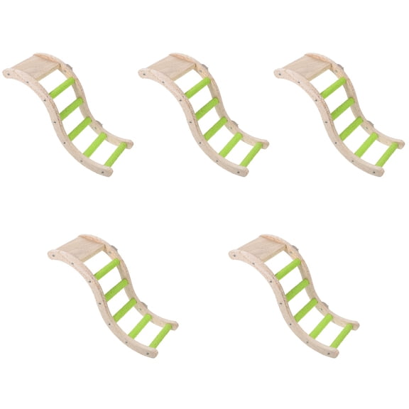 5 Count Bird Wooden Ladder Pet Bird Climbing Toy 32X11.5X6.5CM Green