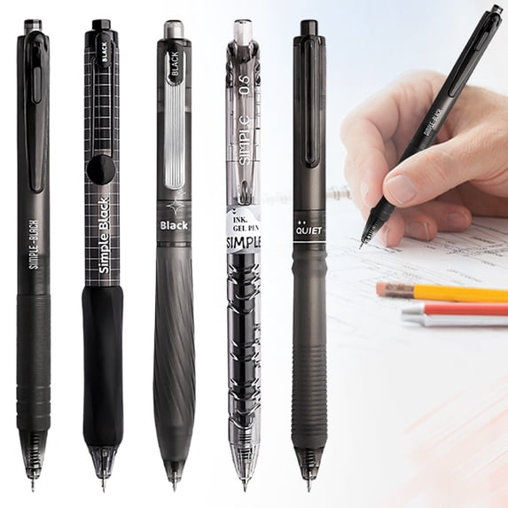 5 Count Black Transparent Pastel Gel Ink Pens Set 0.5mm Fine Point Retractable Black Ink Candy Aesthetic Click Pens For Writing Journaling Office Nurse Pens Supplies
