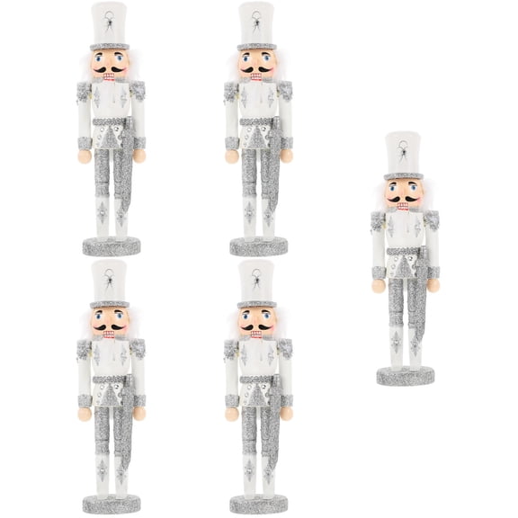 5 Count Christmas Nutcracker Ornaments Gifts for Adults Silver