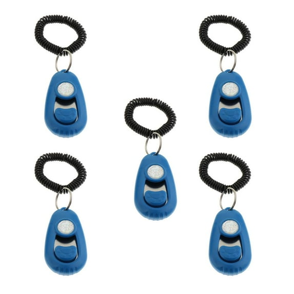 5 Count Dog Lovers First Trainer Click Puppy Training Obedience Agility Trainer Aid Wrist Strap Blue