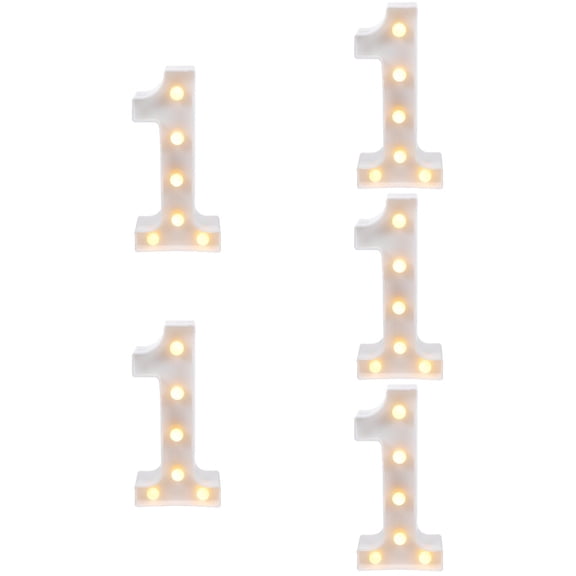 5 Count Number Symbol Modeling Lamp Sign Decorations Memorial Ornaments White