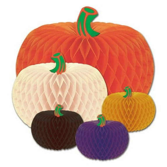 5 Count Packaged Designer Tissue Pumpkins Assorted Colors Party Decoration